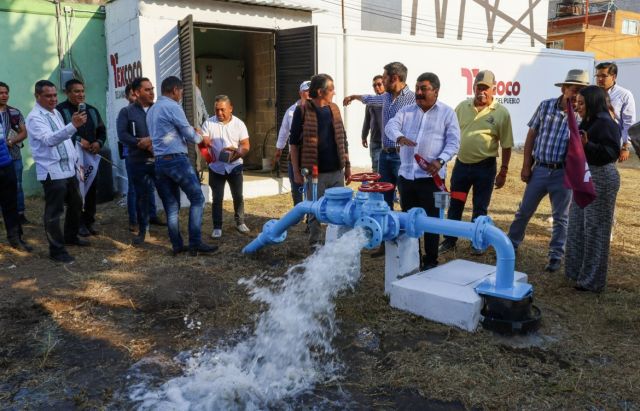 Entrega Nazario Gutiérrez nuevo pozo de agua en Huexotla en Texcoco 